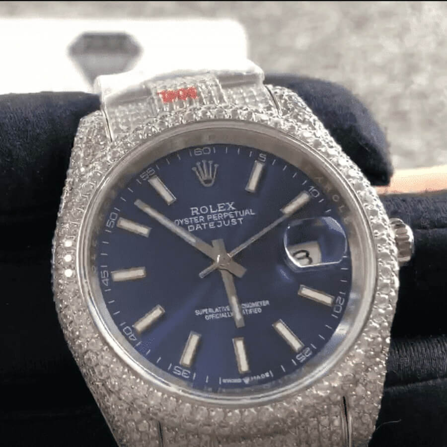 Rolex Datejust 41MM 126300 Iced Out Blue Dial