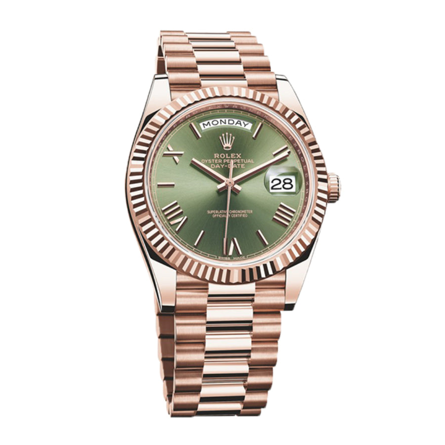 Rolex Day-Date 40MM 228235 Everose Green Roman Dial