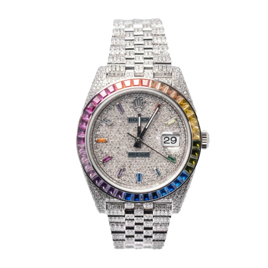Rolex Datejust 42MM 126300 Iced Out Rainbow